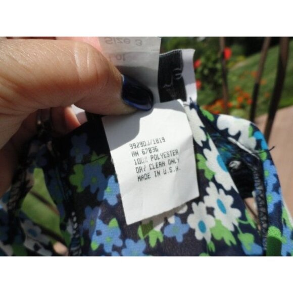 Women’s Blondie and Me Summer Floral Maxi Dress 100% Polyester Blues Green White - Picture 3 of 9